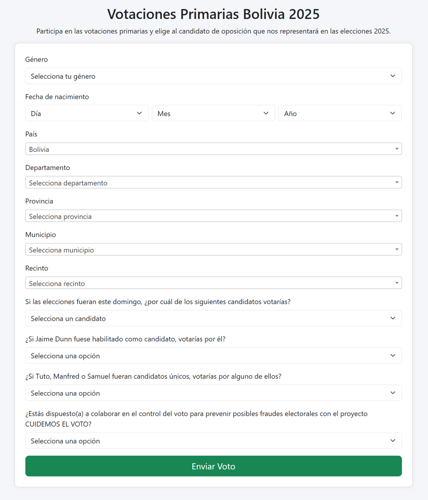 Formulario de votacion